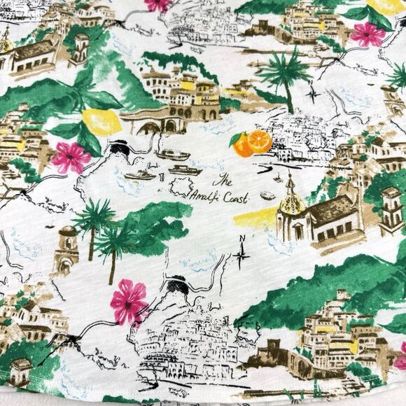 CYNTHIA ROWLEY Shirt Top Sz 2X Allover Print Amalfi Coast Italy Cotton V-Neck - Picture 5 of 9